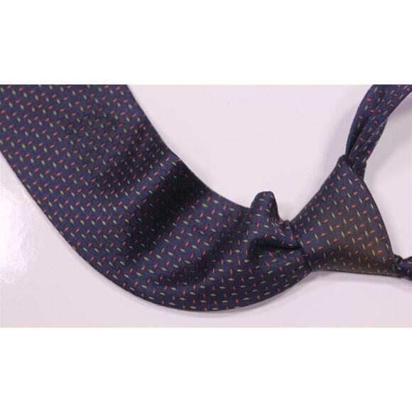 Paul Stuart Blue w/ Lime Green/Pink Geometric Jacquard Silk Handmade in Japan - Picture 1 of 6